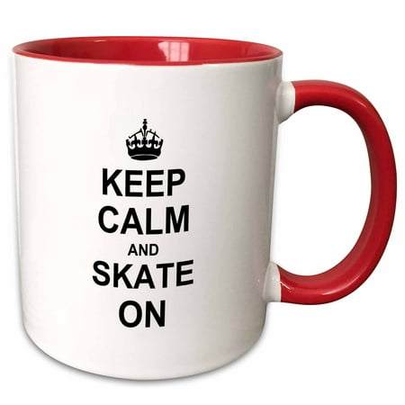 3dRose Keep Calm and Skate on - carry on skating - funny skateboarding ice skater or roller skating gifts - Two Tone Red Mug, (Best Gifts For Skaters)