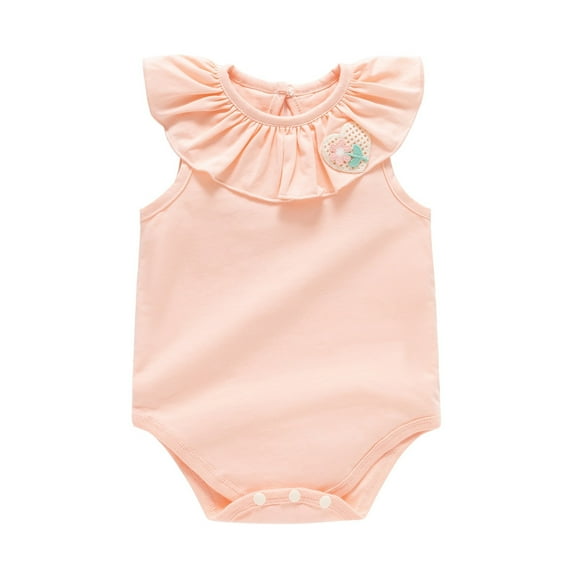Newborn Onesies Girl Girls Soft Round Neck Romper Baby Romper Pink 0-2 Months