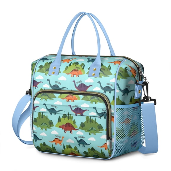 Light Blue Dinosaur Landscape Pattern Womens Lunch Box for Work,Insulated Large Lunch Bag for Tween and Teen,Loncheras Para Mujer,Leakproof Adult Lunch Bag for Work,Beach,Travel,Picnic,Camping