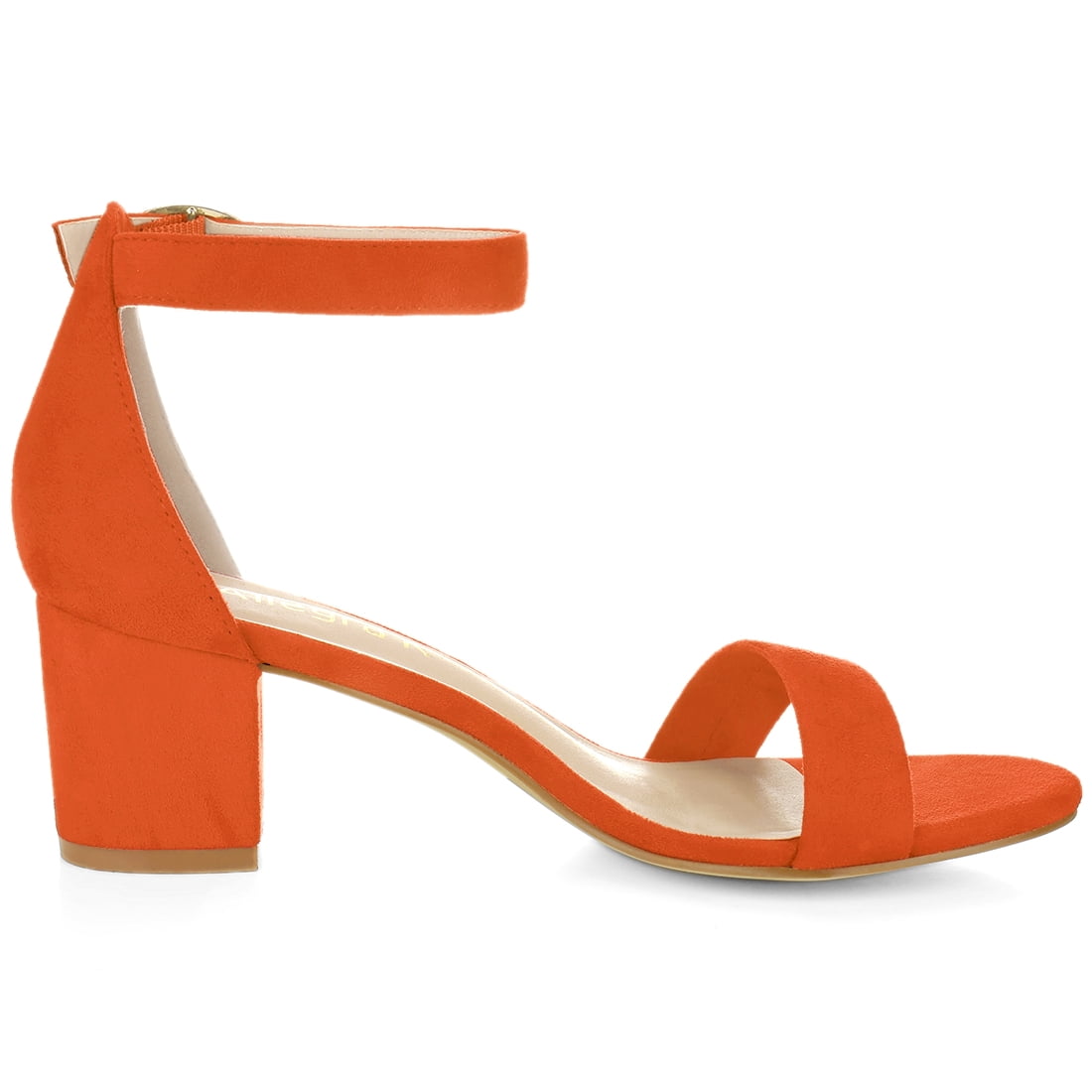 DARING DIVA Women's Open Toe Block Heel Ankle Strap Sandals Orange 10