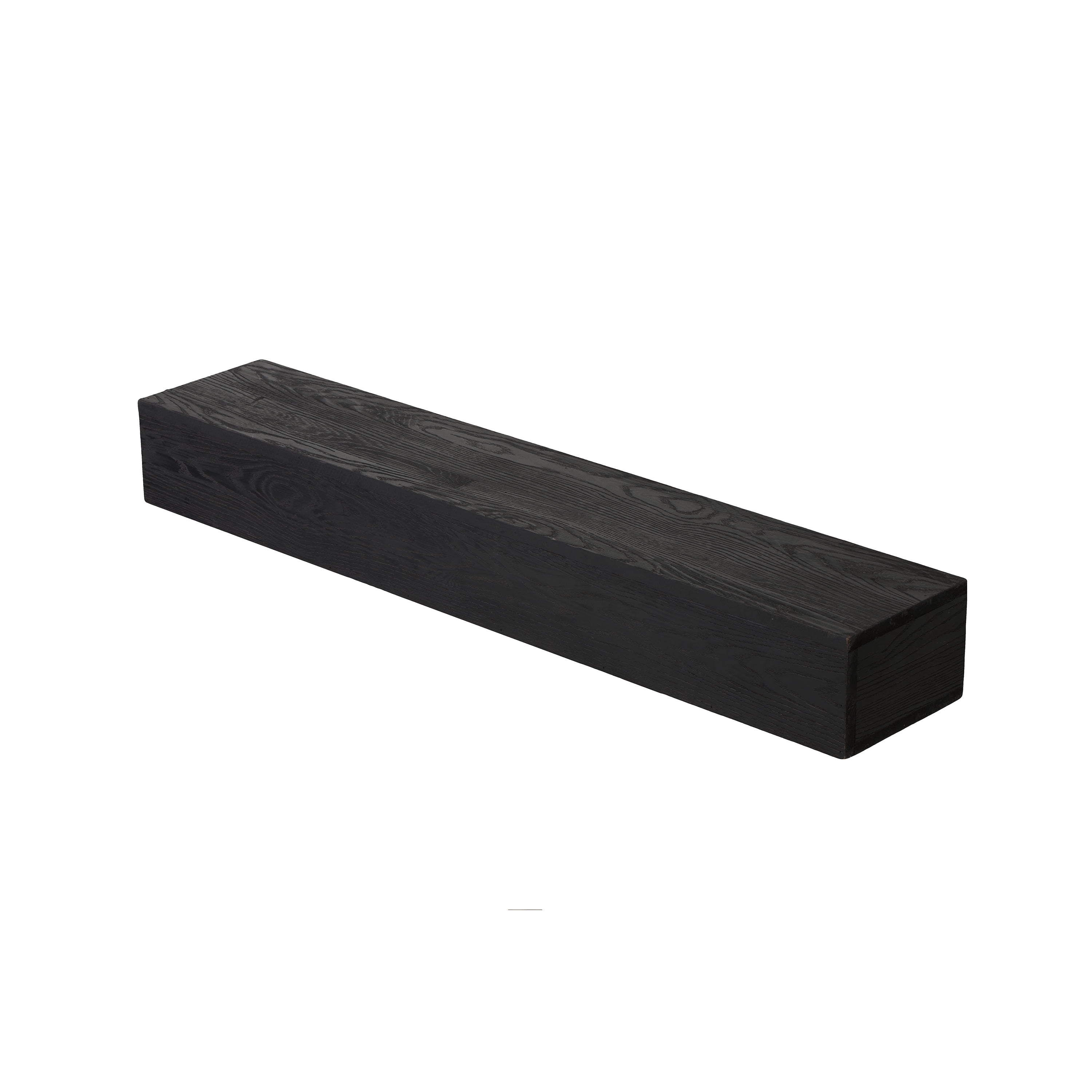 48-Inch Wall-Mounted Fireplace Mantel Shelf with Embossed Finish, Solid Wood Floating Shelf and Decor Display Rack, Black