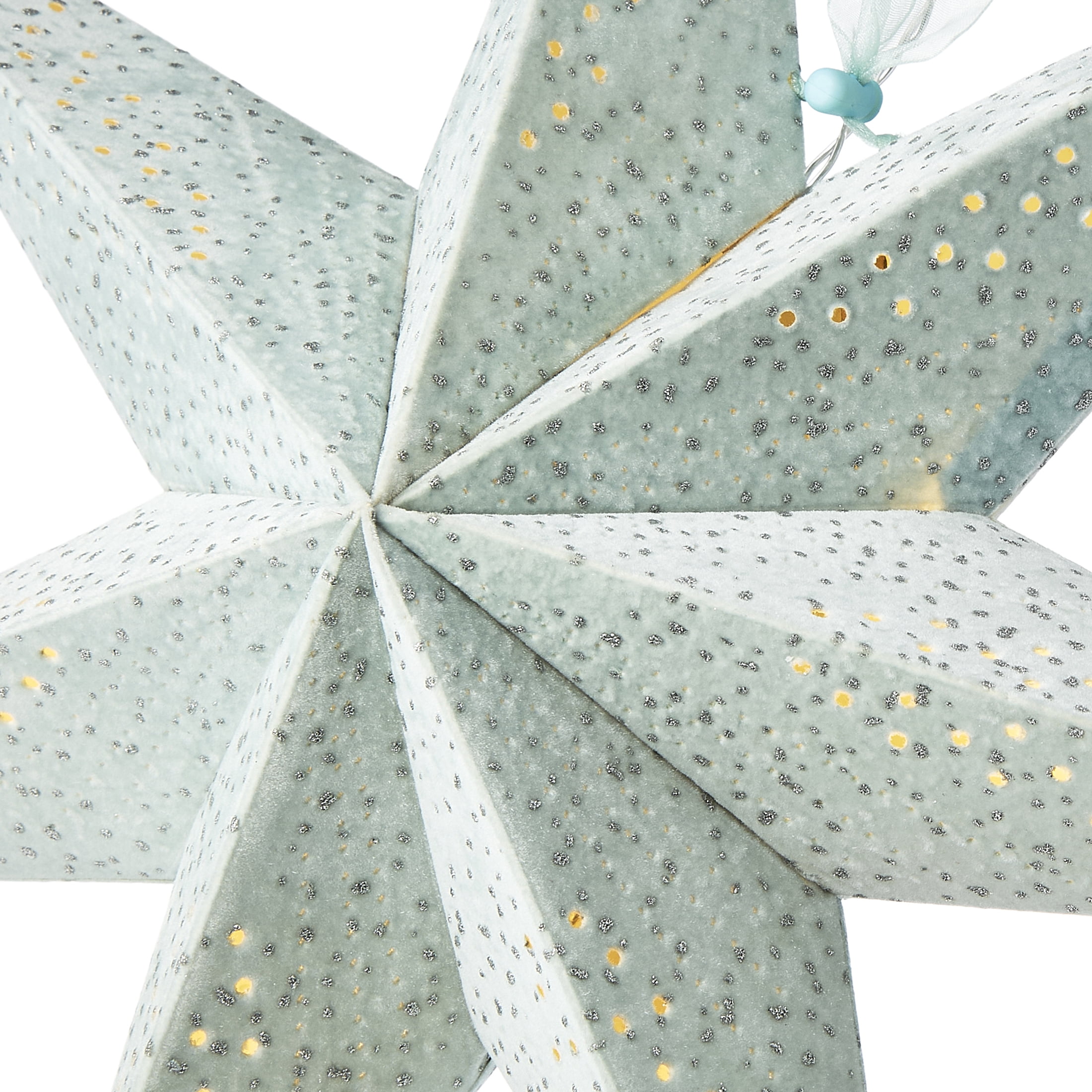 Light-Up Blue Battery-Operated Flocked Star Christmas Hanging Decoration, 17", by Holiday Time
