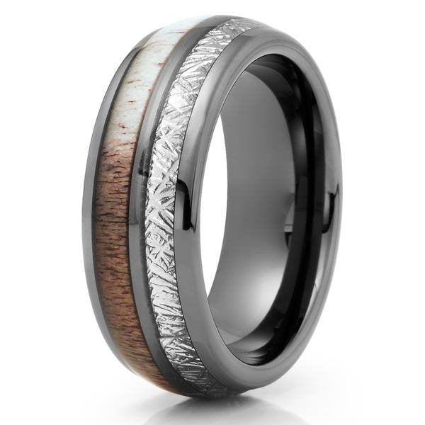 8mm Blue Tungsten Meteorite Stripe Wedding Band Ring Jewelry TW 