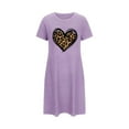 thumbnail image 4 of BRGZLK Women's Heart Print Nightdress Large Size Short Nightgown Round Neck Short Sleeve Cute Comfy Lounge Night Gown Purple S, 4 of 5