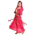 thumbnail image 4 of CUZIBR Toddler Girls Dance Performance Outfit Sets Belly Dance Kids Ethnic Dance Dress Stage For Children Clothes Sets,Hot Pink,7-10 Years, 4 of 5