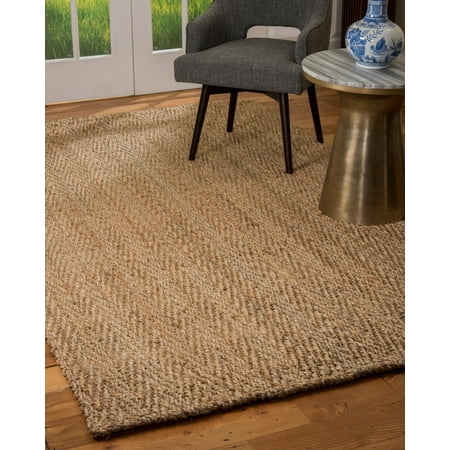 Rugs 6 X 9 Natural Area Rugs 100% Natural Fiber Handmade Chunky Capital Jute Rectangular Rug (6' X 9') Beige ()