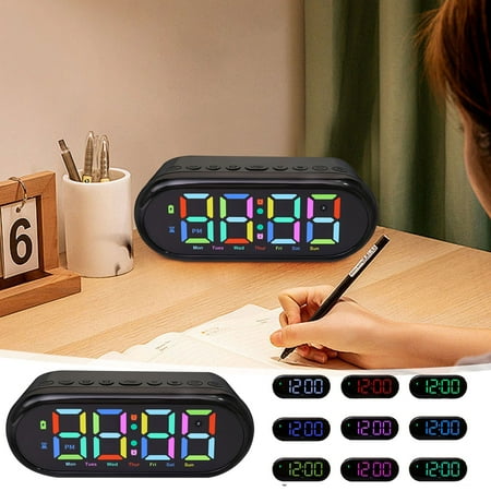 

Vxdvou Multi Functional Alarm Clock with LED Display Colorful Student Alarm Clock Light High-Definition Large Screen Alarm Clock RGB Colorful Multifunctional Night Light
