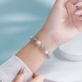 thumbnail image 2 of Pulsera de plata 925 con piedra lunar gris y perla sintética para mujer, 2 of 2