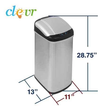 13.2 Gal Deodorizer Touchless Stainless Steel Trash Can Automatic Motion Sensor