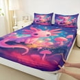 thumbnail image 3 of Feelyou Kawaii Pink Axolotl Queen Sheet Sets, Dreamy Jungle Mushroom Flat Sheet, Fairy Tale Animal Queen Fitted Sheet, Ultra Soft Bedroom Decor, 4pcs, 3 of 7