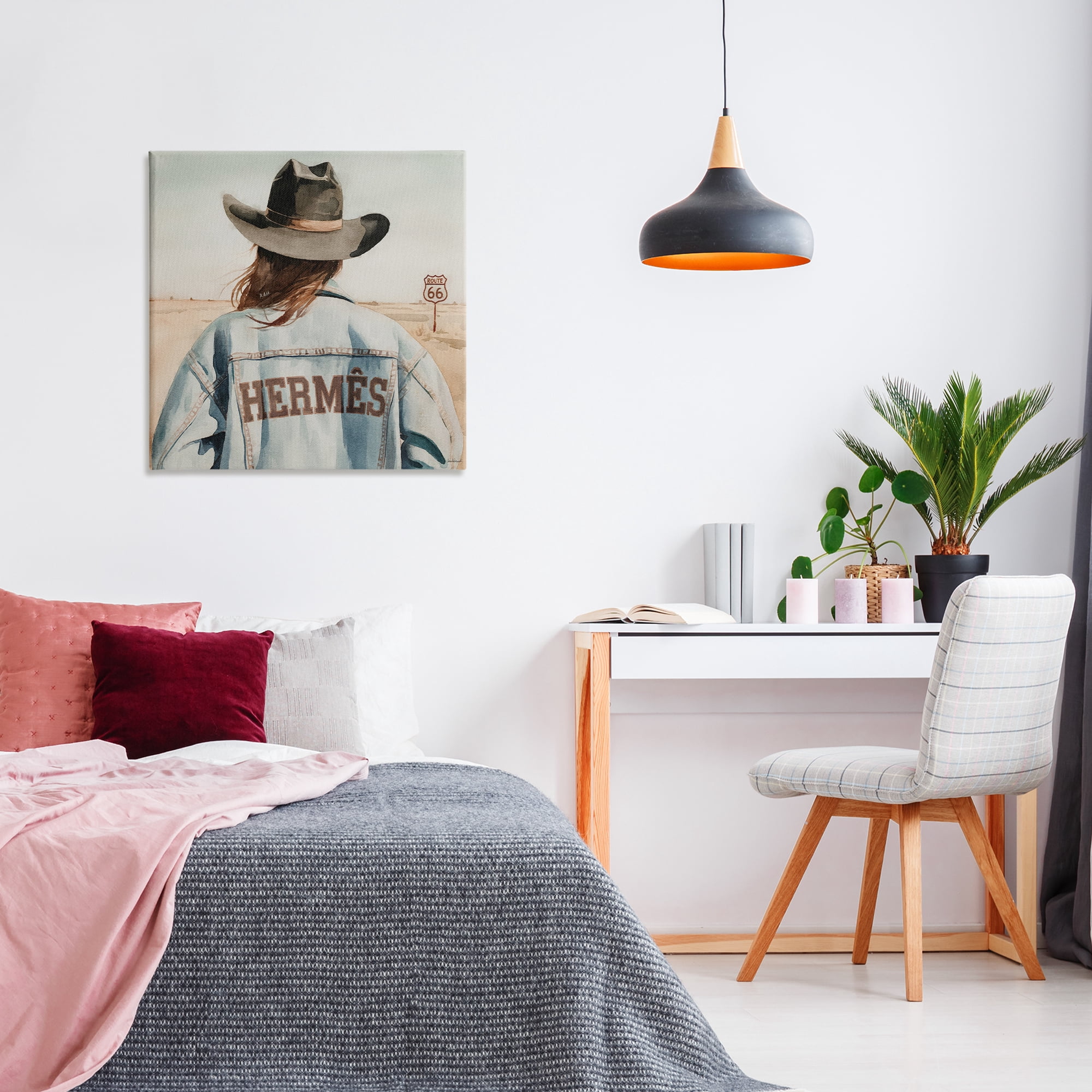 Stupell Industries Trendy Cowgirl in Desert People Painting Wrapped Canvas Art Print Wall Art, 30 x 30