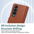 thumbnail image 4 of PU Leather Wallet Phone Case for Samsung Galaxy Z Fold 3 Flip Case with Card Holder, RFID Blocking Wallet, Zipper, Wristband & Kickstand, Shockproof Rugged Crossbody Phone Case Cover,Brown, 4 of 10