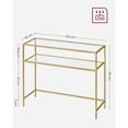 thumbnail image 5 of VASAGLE Mesa de Consola, Mesa de Entrada, Marco de Metal, Extremo del Sofá, Tablero de Vidrio Templado, Patas Ajustables, para Salón, Entrada, Pasillo, Dorado y Transparente, 5 of 5