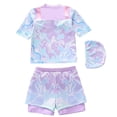 thumbnail image 4 of Shadoumai Girls Swimsuit 3 Piece Bikini Bathing Suit Criss Cross Swimwear Sets with Mesh Cover Up Pants 6-16Y, 4 of 7