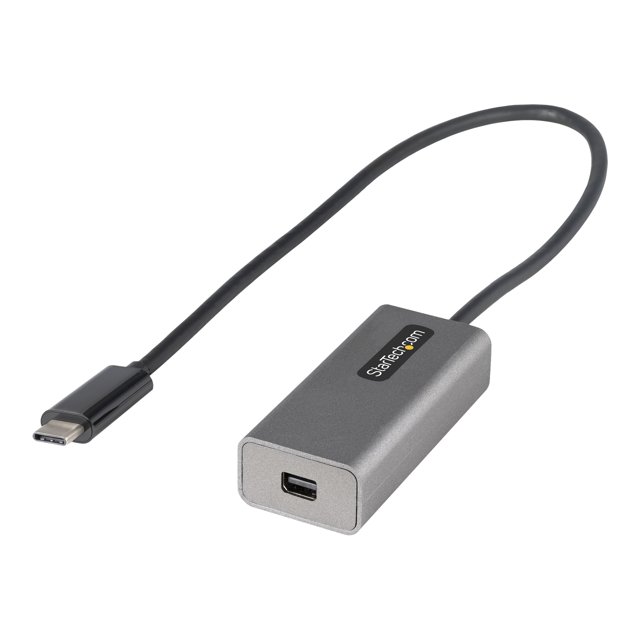 StarTech.com USB C to Mini DisplayPort Adapter, 4K 60Hz USB-C to mDP Adapter Dongle, USB Type-C to Mini DP Monitor/Display, Video Converter, Works w/ Thunderbolt 3, 12" Long Attached Cable - DP Alt Mode, mDP 1.2 (CDP2MDPEC) - DisplayPort adapter - 24 pin USB-C (M) to Mini DisplayPort (F) - Displayport 1.2/Thunderbolt 3 - 1 ft - 4K60Hz (3840 x 2160) support - gray