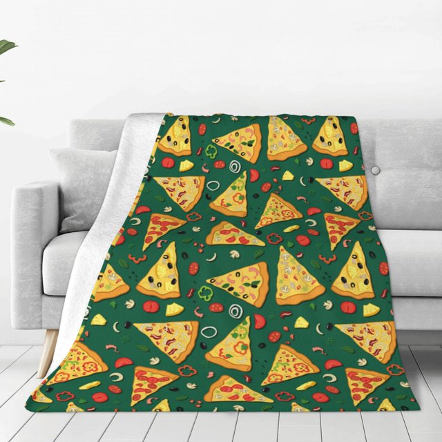 Balery Pizza Manta de Felpa Suave y Acogedora – Cobija de Franela Aterciopelada para Cama, Lavable y Cálida para Sofá, Mascotas, Transpirable-80"x60"