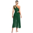 thumbnail image 2 of iiniim Women's Lyrical Dance Shiny Rhinestones High Low Flowy Maxi Dress Contemporary Dancewear Green M, 2 of 7