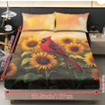 thumbnail image 4 of Jiueut Cardinal Sunflower Pattern 3 Pack Twin Bed Sheet Set, Easy Care Fitted Sheet and 2 Lightweight Pillow Cover Wrinkle Free Bedroom Decoration with Elastic Band for Kids Boys, 4 of 7