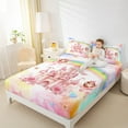 thumbnail image 4 of Homewish Dreamy Pink Castle Twin Sheet Sets for Girls, Kawaii Fairy Elf Twin Fitted Sheet, Watercolor Rainbow Flat Sheet, Luxury Bedroom Decor, 3 Pieces, 4 of 7