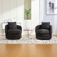 thumbnail image 3 of Modern Swivel Accent Chair, 360° Round Barrel Chair with Pillow, Chenille Upholstered Club Armchair for Living Room, Bedroom, Dark Gray, 3 of 9