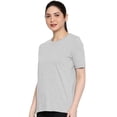 thumbnail image 4 of eloria Women's T-Shirt Round Neck Solid Color Plain Half Sleeve T-Shirt Color: Grey | Size: S, 4 of 7