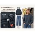 thumbnail image 2 of TEMOFON Sweatshirt for Women Fleece Lined Womens Sweatshirt Crewneck Long Sleeve Pullover Loose Fit Contrast Stitch Casual Fall Winter Top Navy L, 2 of 9