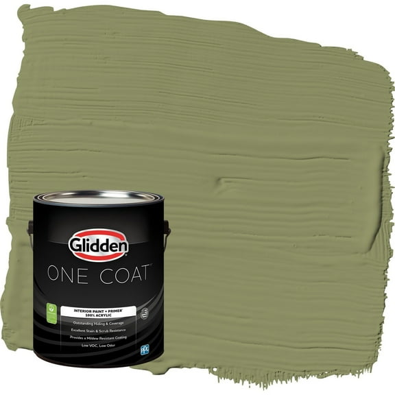 Glidden One Coat Paid in Full / Green Eggshell Interior Paint with Primer, 1 Gallon