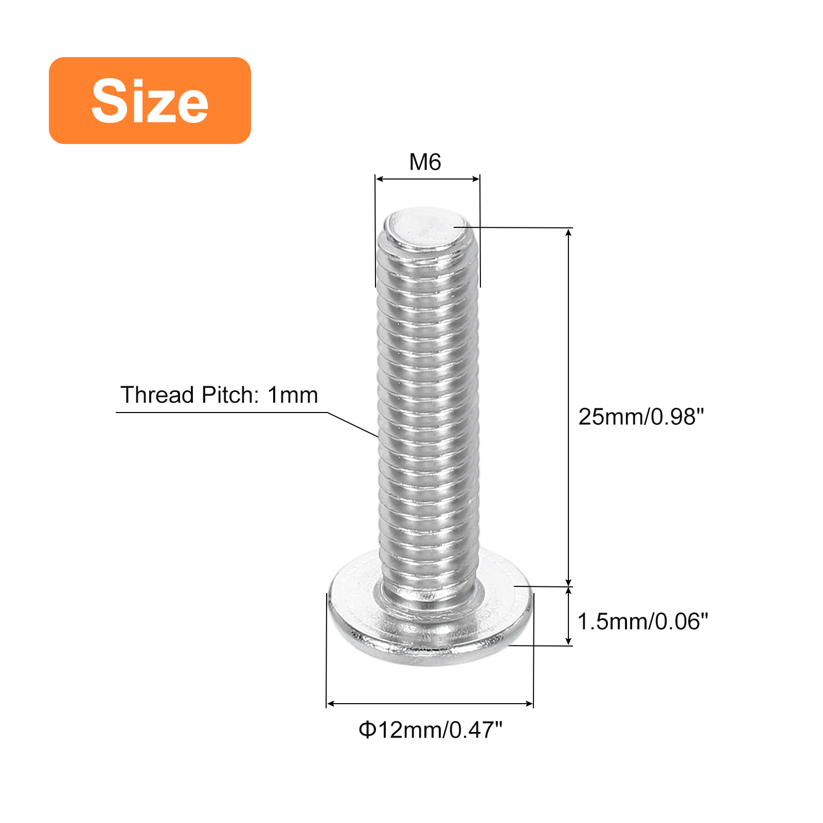 M6-1 x 25mm 100Pack Metal Flat Round Head Screws Phillips Drive Machine Bolt