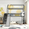 thumbnail image 3 of Harper & Bright Designs Twin House Loft Bed with Slide and Stairs, Loft Bed with Storage Drawers, Wood Cabin Loft Bed for Boys Girls, Gray, 3 of 14