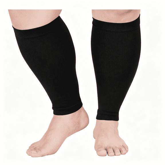 XIRQI Plus Size Compression Leg Sleeves for Women& Men 15-20Mmhg Wide Calf Knee High Leg Sleeves Wide Calf Leg Compression Sleeve