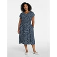 thumbnail image 2 of Time and Tru Women’s and Women’s Plus Smocked Waist Midi Dress with Flutter Sleeves, Sizes XS-4X, 2 of 5