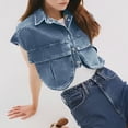 thumbnail image 3 of Hvobtty Vestes en Denim Décontractées Sans Manches pour Femmes, Vêtements Sans Manches pour Femmes Mode Blouses Confortables et Respirantes à Col Rond, 3 of 3
