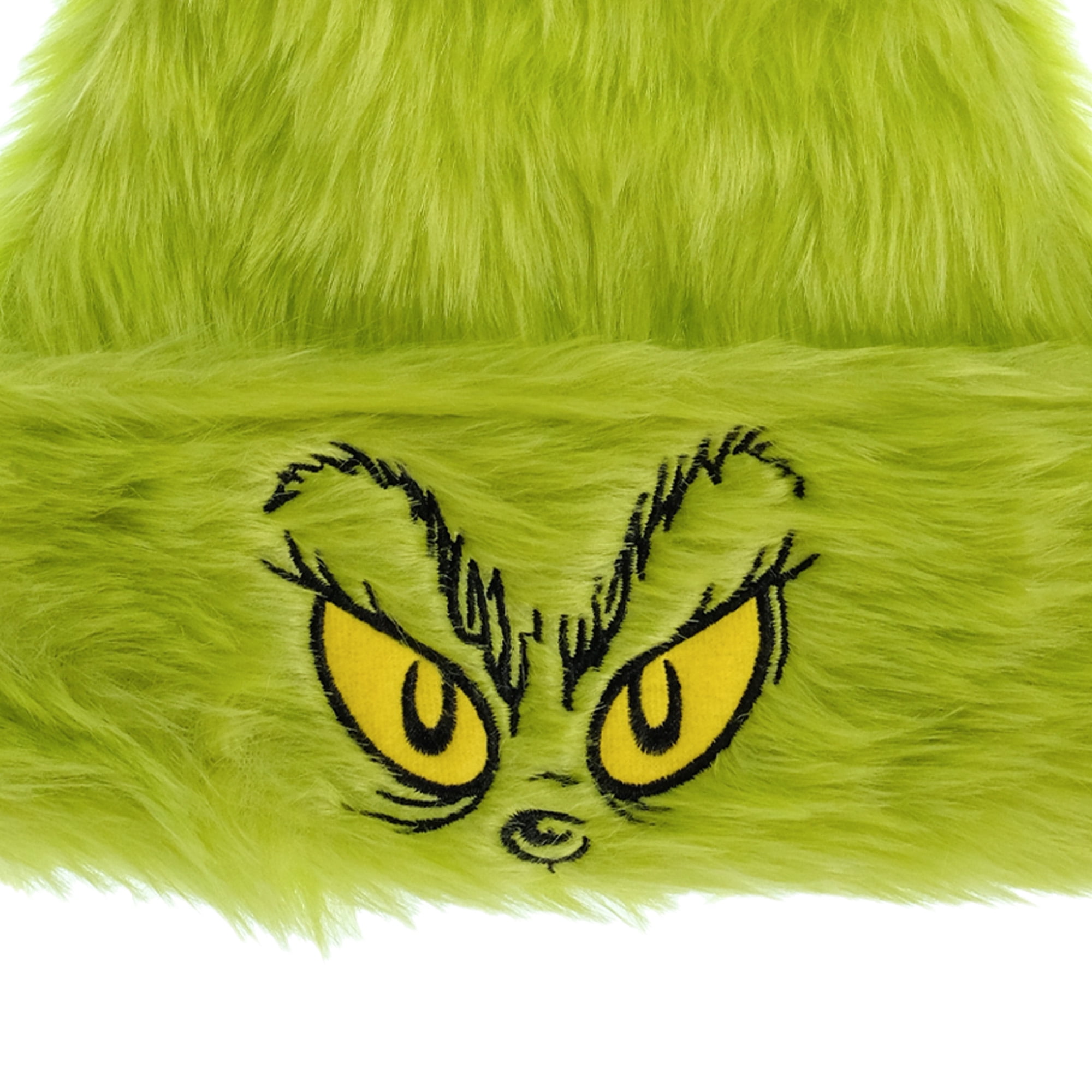Dr. Seuss The Grinch Furry Hat – Green Plush Christmas Character Hat with Embroidered Eyes