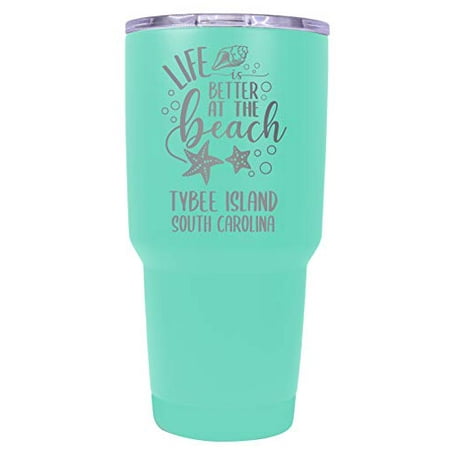 

R and R Imports Tybee Island South Carolina Souvenir Laser Engraved 24 Oz Insulated Stainless Steel Tumbler Seafoam