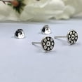 thumbnail image 3 of Indian Tribal Flower Silver Oxidised Stud Earrings Black Flower Stud Post Floral Petal Studs Handmade Gift Stud Pushback Solid 925, 3 of 6