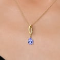 thumbnail image 3 of Gem Stone King 10K Yellow Gold Blue Tanzanite and Lab Grown Diamond Pendant Necklace for Women | 0.79 Cttw | Gemstone December Birthstone | Pear Shape 8X6MM | With 18 inch Chain, 3 of 6