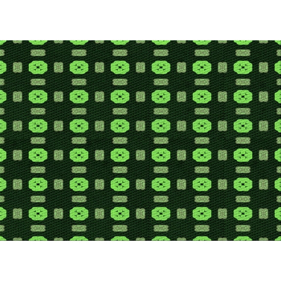 Ahgly Company Indoor Rectangle Patterned Dark Lime Green Area Rugs, 5' x 7'