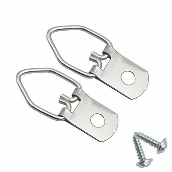 EesTeck 150 Pack Small D-Ring Steel Picture Hangers with Screws Picture Frames Picture Hang Solutions, for Hanging clock Paintings Artwork Picture Frame Hook Photos