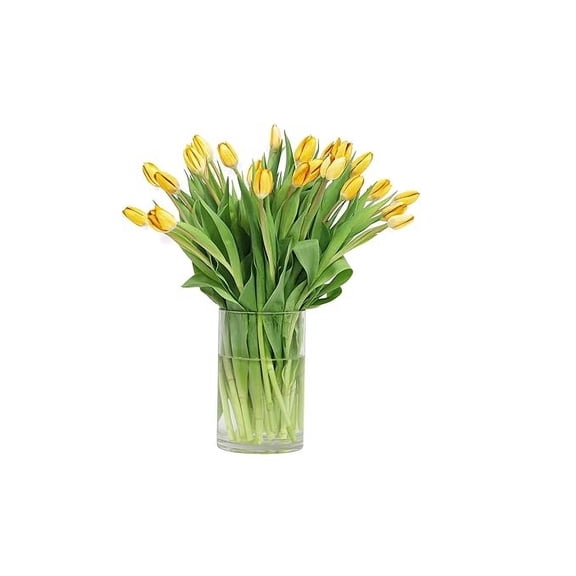 KaBloom :30 Yellow Tulips with vase, Next-Day Delivery, Gift for Every Occasion.