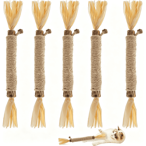 CYFW 5Pc Silvervine Sticks for Cats-Natural Cat Chew Toys for Teeth Cleaning,Kitten Teething&Aggressive Chewers Safe Silvervine Sticks for Cats
