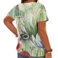 thumbnail image 2 of CLOOCL Crew Neck Blouse Watercolor Cactus Printed Casual Shirt Plus Size Short Sleeve Tops, 2 of 6