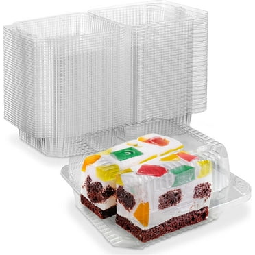 MT Product Clear Square Plastic Slice Cake Container ‎5" x 5" x 2.2" - Pack of 40