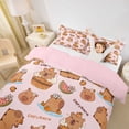 thumbnail image 2 of Erosebridal Cute Capybara Duvet Cover Set,Brown Cartoon Animal Bedding Full For Capybara Lovers ,Reversible Pink 3 Pieces,No Comforter, 2 of 6