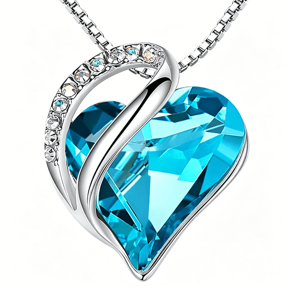 DESIGNICE Gift Necklaces for Women,Infinity Love Birthstone Heart Crystal Pendant,Birthday Anniversary Jewelry for Wife,Mom,And Her,Silver Plated,18" 2" Adjustable Chain
