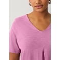 thumbnail image 3 of Ellos Plus Size Cotton Jersey Slub V-Neck Inverted Pleat Tunic With Curved Hem, 3 of 4