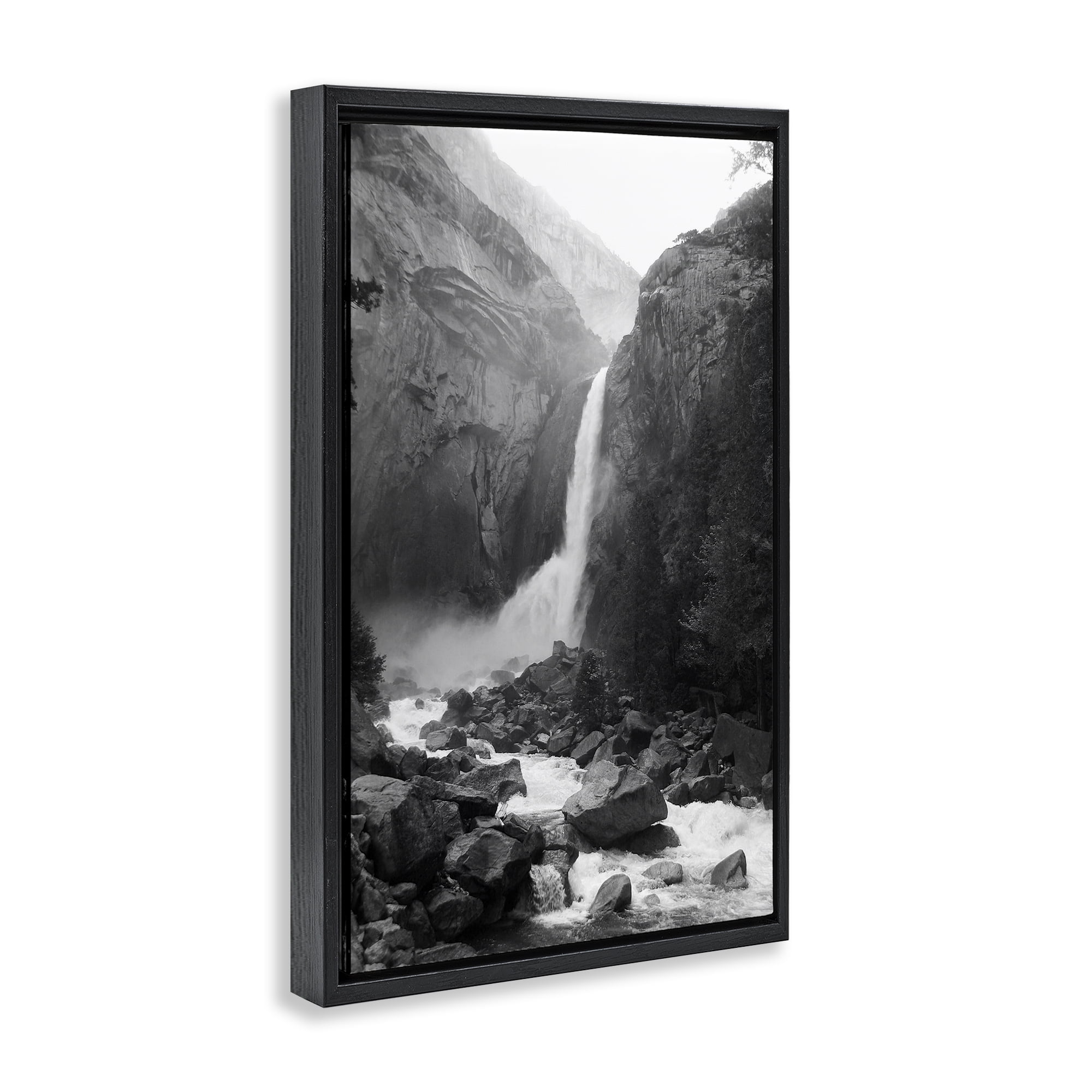 Stupell Industries Rocky Yosemite Falls Black Framed Floater Canvas Wall Art, design by Kim Curinga