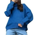 thumbnail image 2 of Womens High O-Neck Sweater Solid Color Loose-Fit Knit Pullover Winter Casual Long Sleeve Tops, 2 of 6