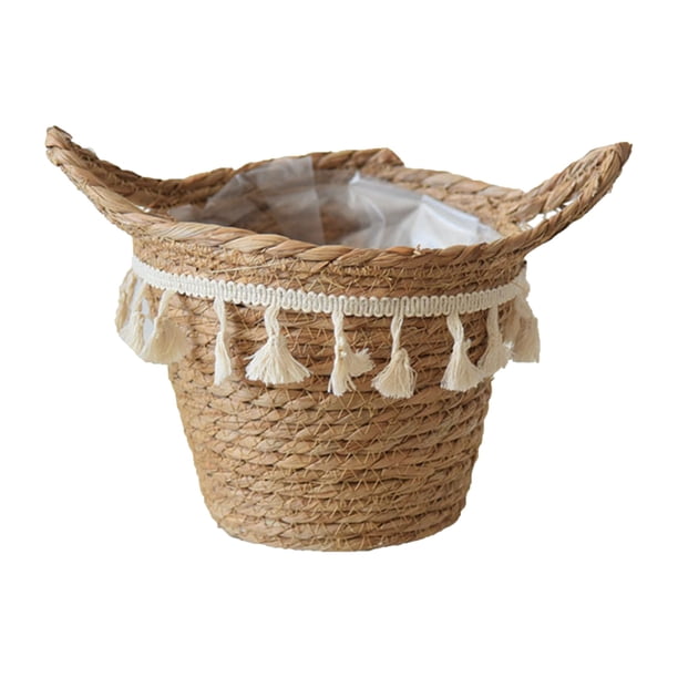 Cesta De Ratán Con Asas Para Plantas - Organizador De Almacenamiento Para Macetas, Ropa O Picnic, Varios Tamaños