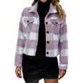 thumbnail image 1 of Heiheiup Women's Casual Fashion Jacket Short Plaid Fleece Button New Woolen Jacket Jacket Jacket, 1 of 9