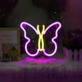thumbnail image 3 of Neon Signs for Bedroom, Butterfly Neon Signs LED Lights USB or Battery Powered,Led Neon Light as Neon Wall Signs for Girls, Light up Sign for Christmas Party Wedding Kids Room (Pink+Yellow), 3 of 5